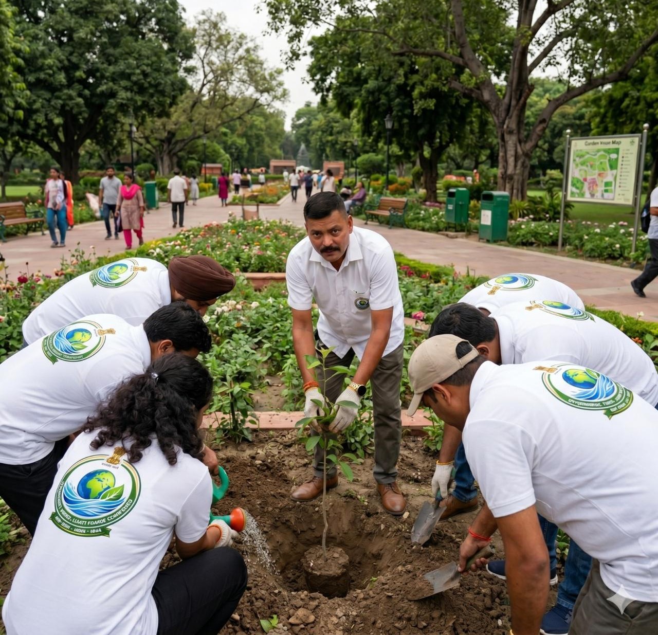 Volunteers planting trees — Paryavaran Aayog environmental protection